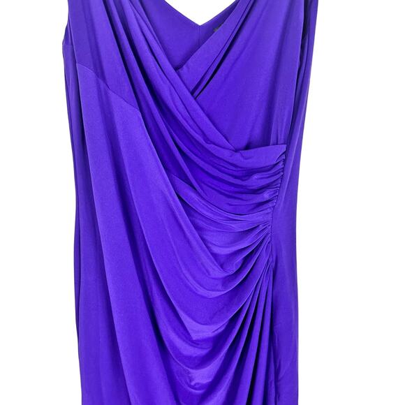 NWT Ralph Lauren Evening Faux Wrap Jersey Sheath Dress Spring Peak Purple Sz 12 - Picture 7 of 15